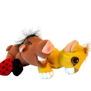 Disney The Lion King Pumbaa & Simba Plush Vintage Animal Mattel 1994 Authentic